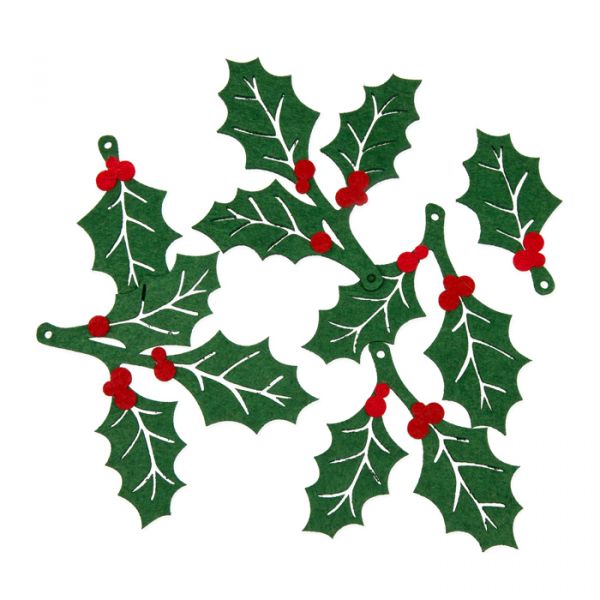 Filz-Deko "Ilex" 23495 dark green/red Hauptbild Listing