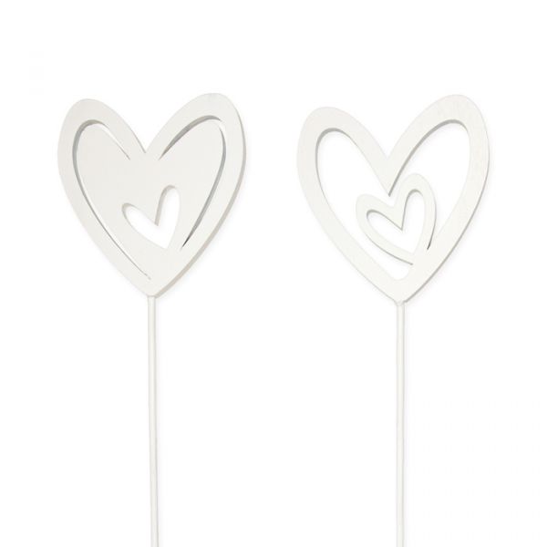 Holz-Stecker "Herzen", Blumenstecker, Pflanzenstecker 23536 white Hauptbild Detail