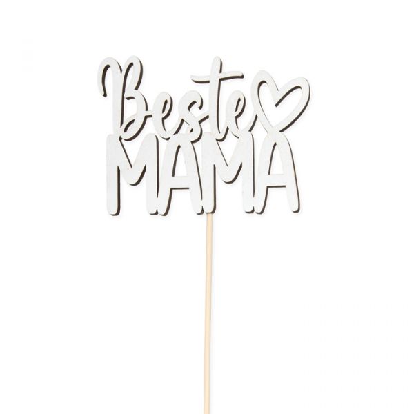 Holz-Stecker "Beste MAMA", cake topper, Blumenstecker, Pflanzenstecker 23539 white Hauptbild Detail