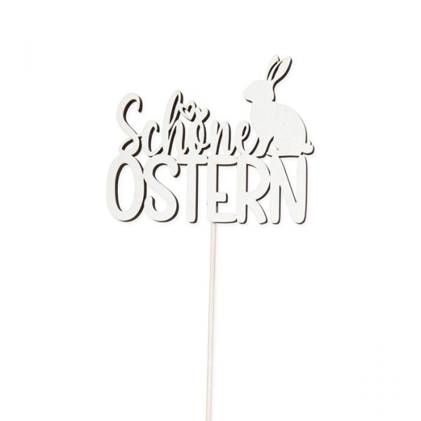 Holz-Stecker "Schöne OSTERN", cake topper, Blumenstecker, Pflanzenstecker 23541 white Hauptbild Detail