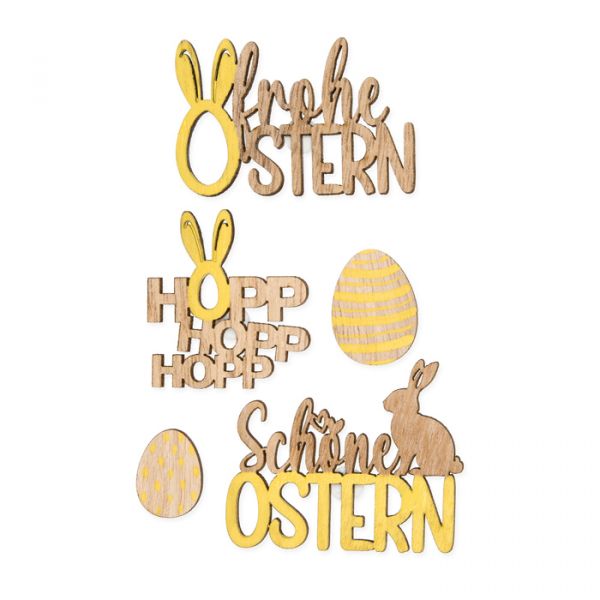 Holz-Schriftzüge Set "Ostern" 23554 yellow/natural Hauptbild Detail