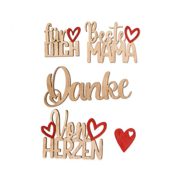 Holz-Schriftzüge Set "Muttertag" 23555 red/natural Hauptbild Detail