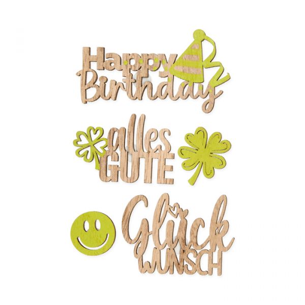 Holz-Schriftzüge Set "Geburtstag" 23556 green/natural Hauptbild Detail