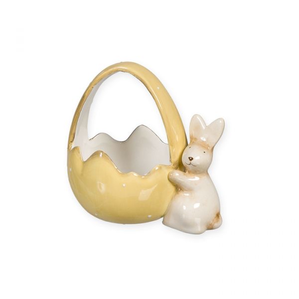 Porzellan-Körbchen, Osterdeko, Oster-Porzellan 23559 light yellow/white/natural Hauptbild Detail