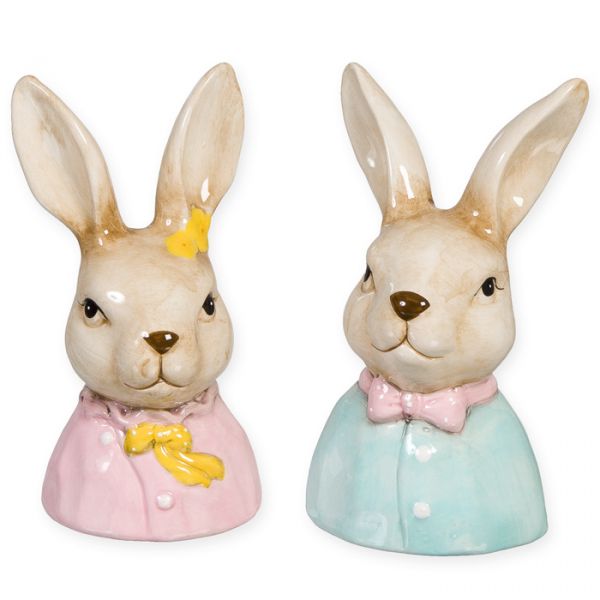 Porzellan-Aufsteller "Hase", Osterdeko, Oster-Porzellan 23561 natural/blue/rose Hauptbild Detail