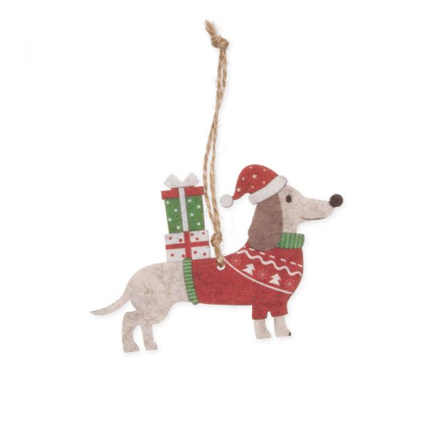 Filz-Hänger "Dackel" 23596 red/green/natural Hauptbild Detail