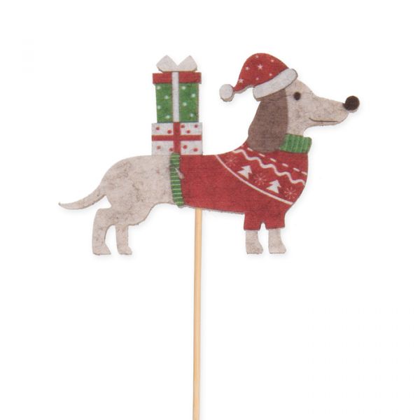 Filz-Stecker "Dackel" 23601 red/green/natural Hauptbild Detail