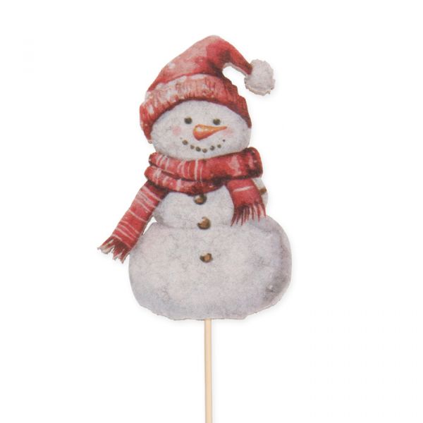 Filz-Stecker "Schneemann" 23604 white/red/natural Hauptbild Detail