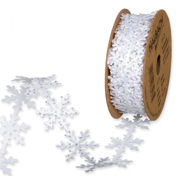 Satin-Stanzband "Eiskristalle" 24013 white/silver glitter Hauptbild Listing