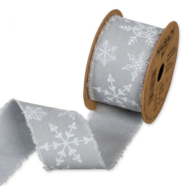 Bedrucktes Baumwollband "Eiskristalle" 24018 grey/white Hauptbild Listing