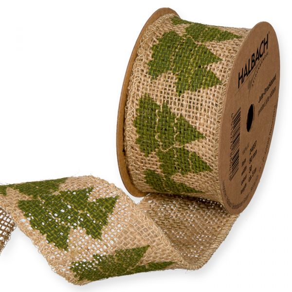 Jute-Druckband "Stern/Baum" 24037 natural/green Hauptbild Listing