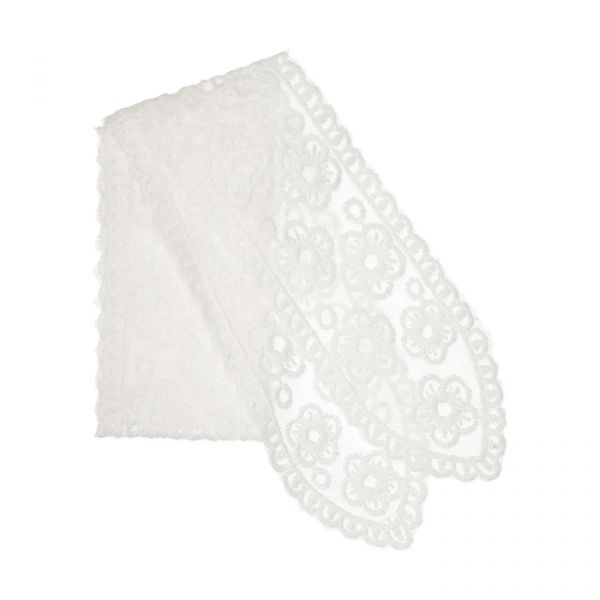 Stickerei-Spitze, Spitzenband für Schleifen, Tischband 24068 white - blossoms Hauptbild Detail