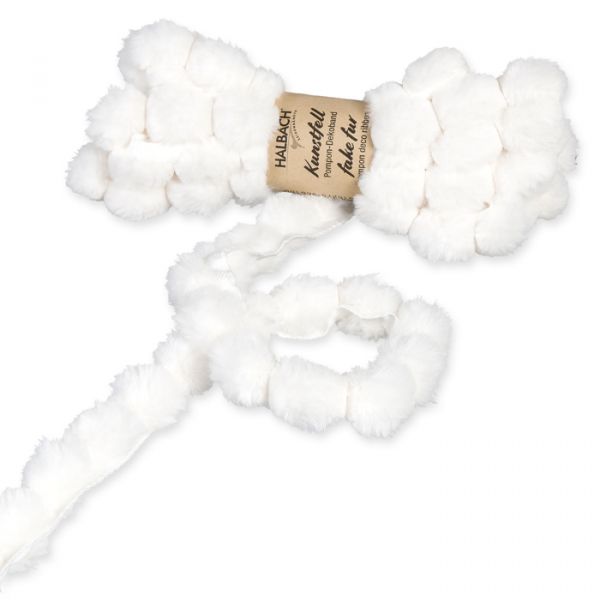 Dekoband Kunstfell-Pompons, Pompon Borte Kunstfell 24081 white Hauptbild Listing