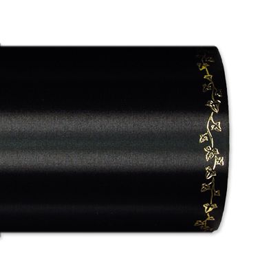 Schnittsatin / farbig Randmotiv "Efeu" in hochglänzendem Gold 2505 black Hauptbild Detail
