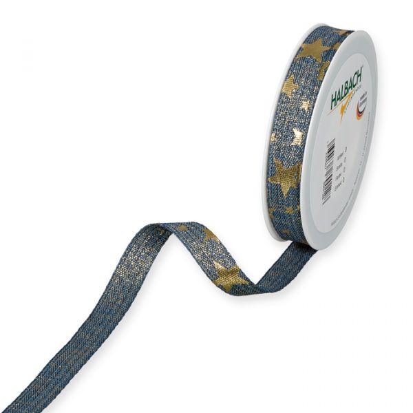 Lurex-Druckband "Sterne" 258 blue/gold Hauptbild Listing