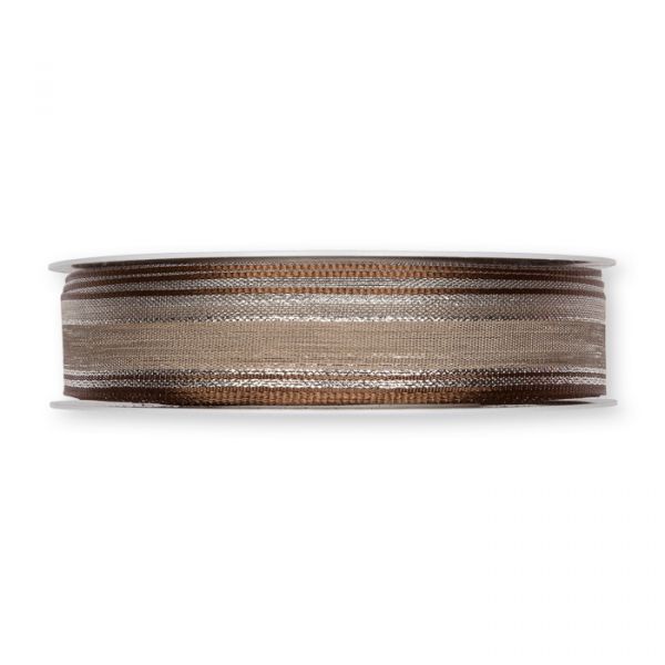 Halbtransp. Streifenband 2690 dusky brown/silver Hauptbild Detail