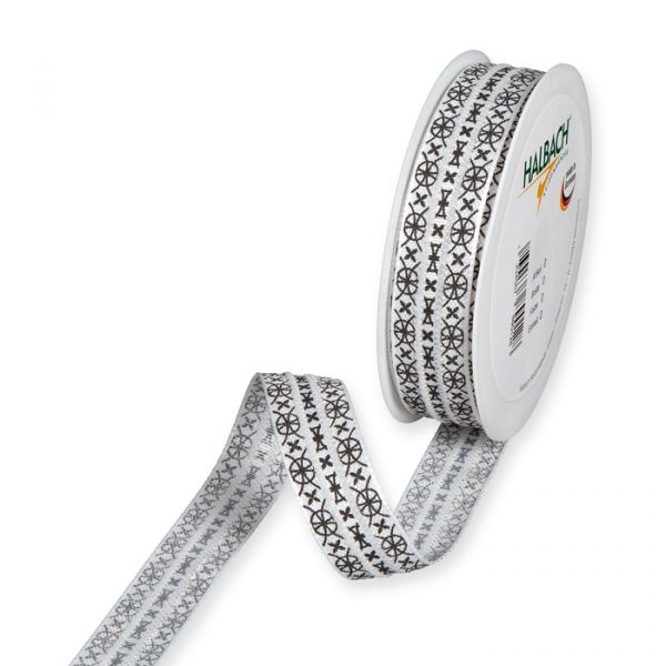 Streifen-Druckband "Blumen-Ornament" 289 white/black Hauptbild Listing