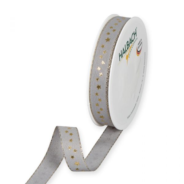 Druckband "Sternchen" Lurexkanten 295 grey/gold Hauptbild Listing