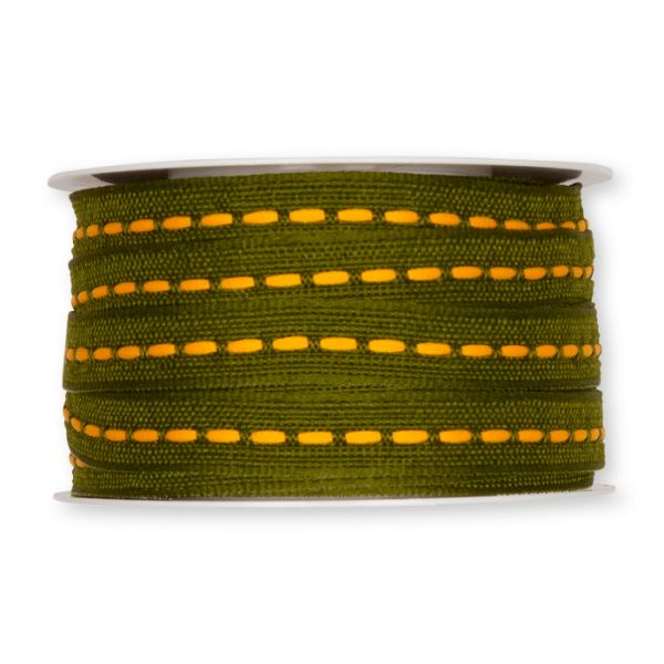 Strukturband mit Steppstreifen formbare Drahtkante green/yellow Hauptbild Detail
