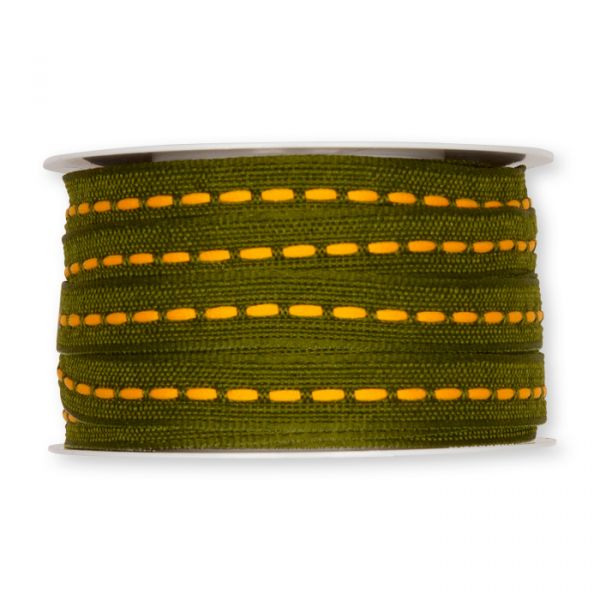 Strukturband mit Steppstreifen formbare Drahtkante 2950 green/yellow Hauptbild Detail