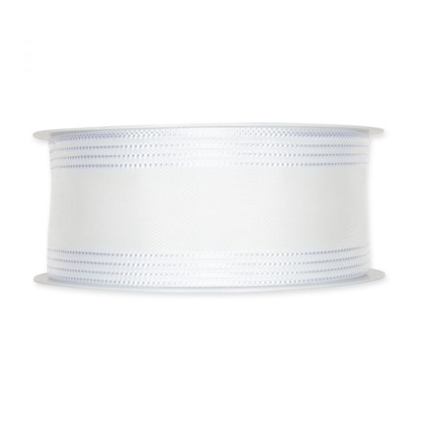 Trauerband, Finnisches Trauerband "Surunauha" Dekoband f.Trauerfloristik 3105 white Hauptbild Detail