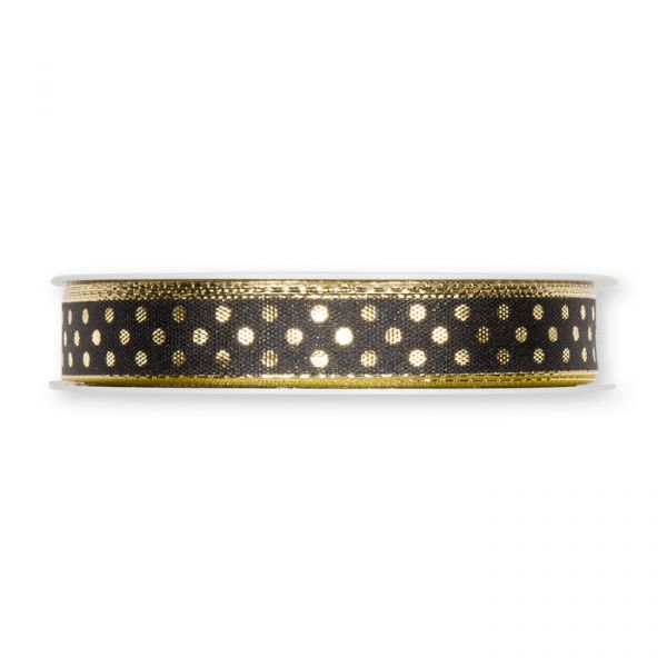 Lamé-Druckband "Punkte" black/gold Hauptbild Detail