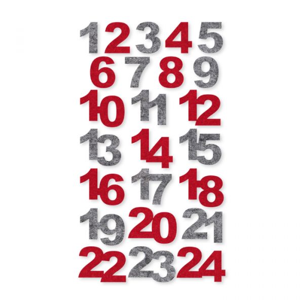 Filz-Zahlen "Adventskalender 1-24" selbstklebend red/grey Hauptbild Detail