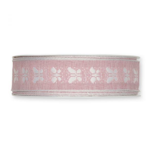 Dekoband "Schmetterlinge" gewebtes Muster / melierte Baumwoll-Optik 3612 pale rose/white Hauptbild Detail