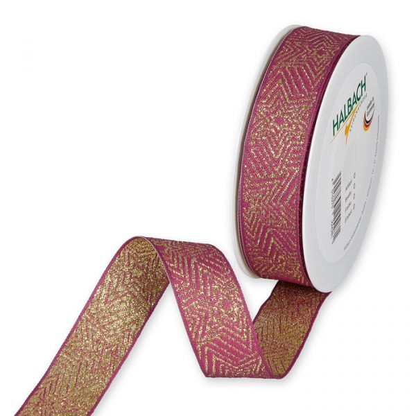 Jacquardband "Sterne" 3712 berry/gold Hauptbild Listing