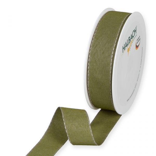 Dekorationsband mit Leinenkanten 3929 olive green/linen Hauptbild Listing