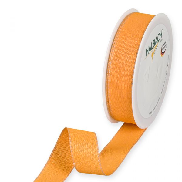 Dekorationsband mit Leinenkanten 3929 orange/linen Hauptbild Listing