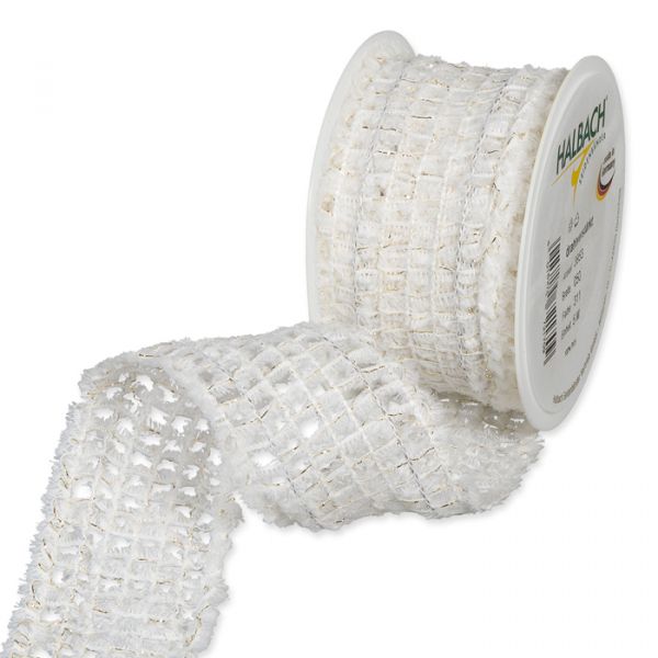 Gitterband "Plüsch-Optik" drahtverstärkt 3953 white/gold Hauptbild Listing