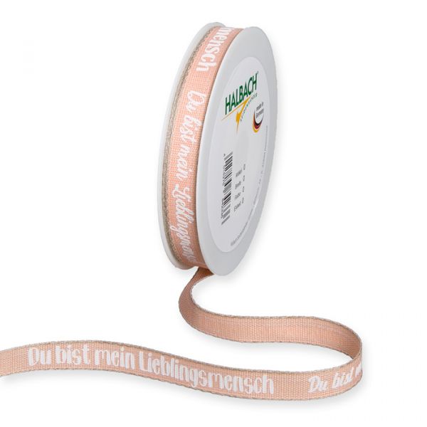 Druckband "Lieblingsmensch" 398 apricot/white/linen Hauptbild Listing