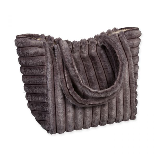 Kunstfell-Tasche  / Shopper, Schultertasche 42409 grey Hauptbild Detail