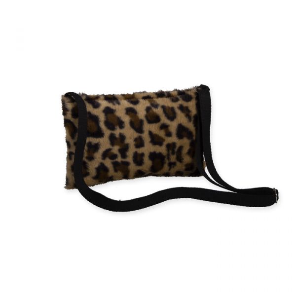 Kunstfell-Umhängetasche "Leo", Crossbody bag Schultertasche 42410 natural/brown Hauptbild Detail