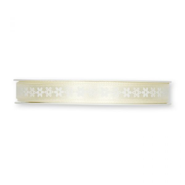 Satin-Druckband "Blümchen" 433 cream Hauptbild Detail