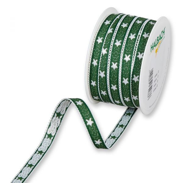 Dekorationsband "Sterne" dark green/white Hauptbild Listing