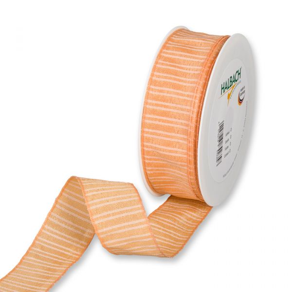 Dekorationsband gewebte Querstreifen apricot/white Hauptbild Listing