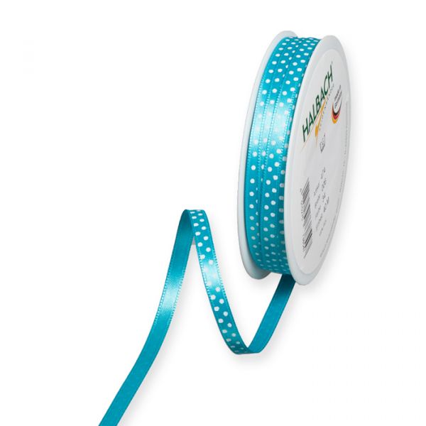 Satin-Druckband "Punkte" 474 turquoise Hauptbild Listing