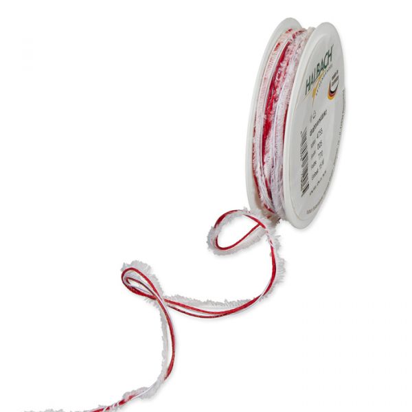 Kordel Materialmix- Fransen-Schnur, Acetat/Lurex-Gimpe, Polyester-Schnurdrahtverstärkt 4755 white/red Hauptbild Listing