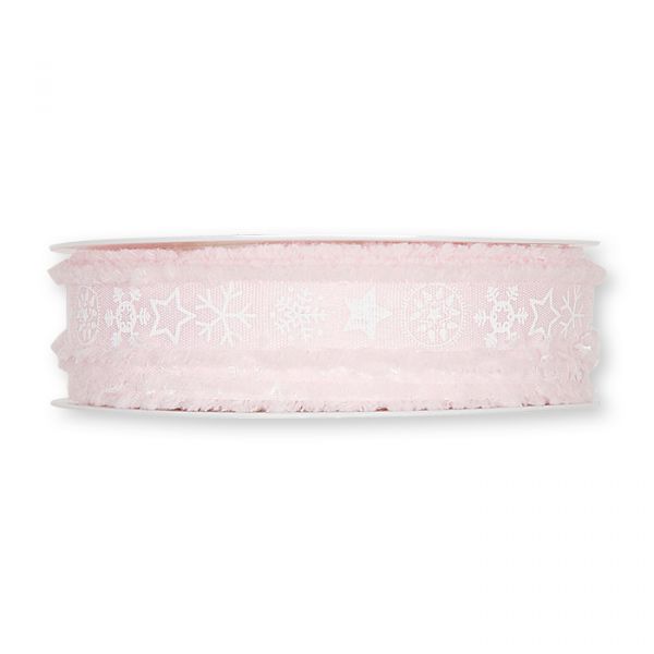 Druckband "Schneesterne" 500 pale rose/white Hauptbild Detail