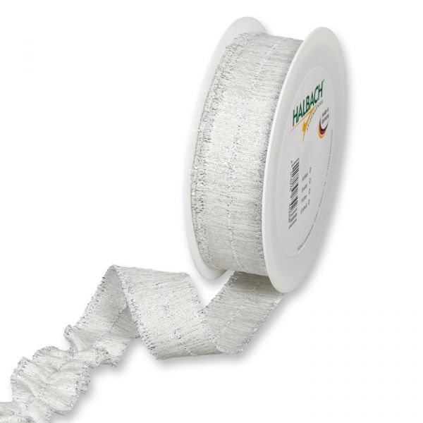 Lurexband  / raffbar durch eingewebten Kordelzug 5122 white/silver Hauptbild Listing