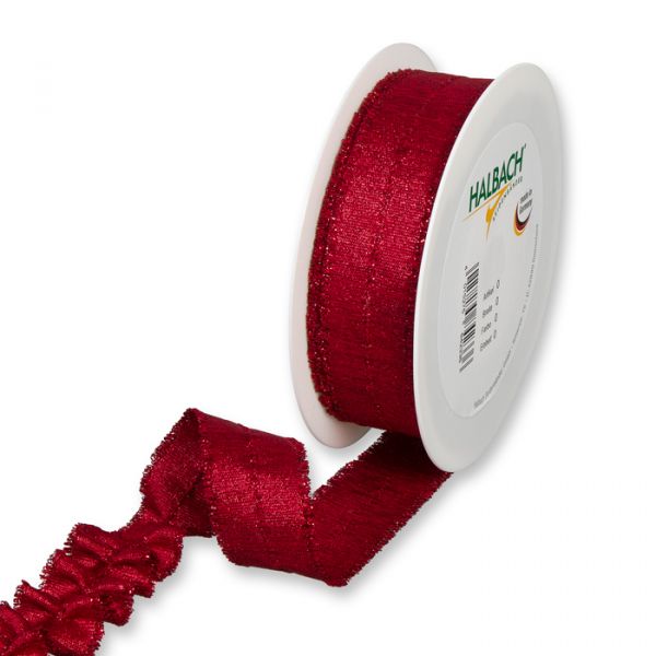 Lurexband  / raffbar durch eingewebten Kordelzug 5122 wine red/red Hauptbild Listing