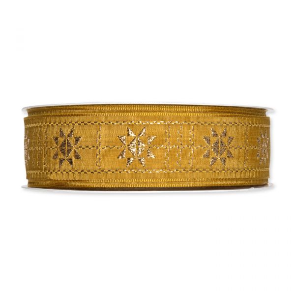 Jacquardband "Stern"  formbare Drahtkante 5241 dusky yellow/gold Hauptbild Detail