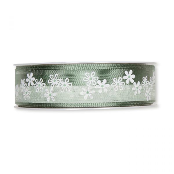 Druckband "Streu-Blümchen" 533 jade/white Hauptbild Detail