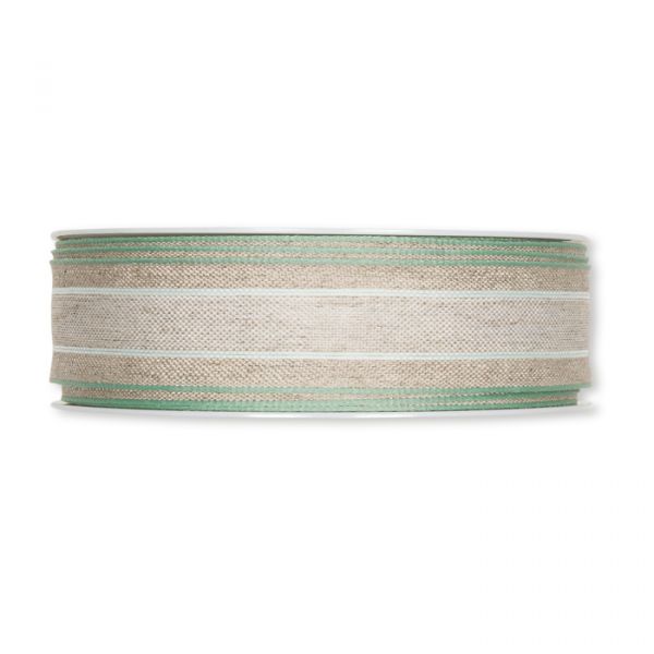 Leinenband gestreift 5607 natural/pale mint/mint Hauptbild Detail