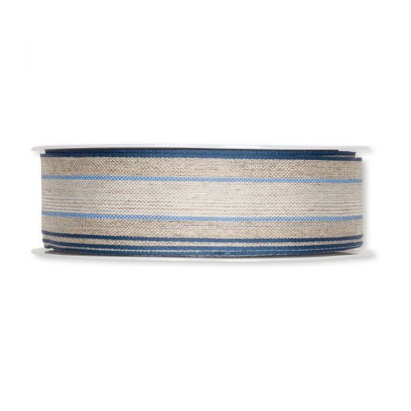 Leinenband gestreift 5607 natural/dusky blue/dark blue Hauptbild Detail