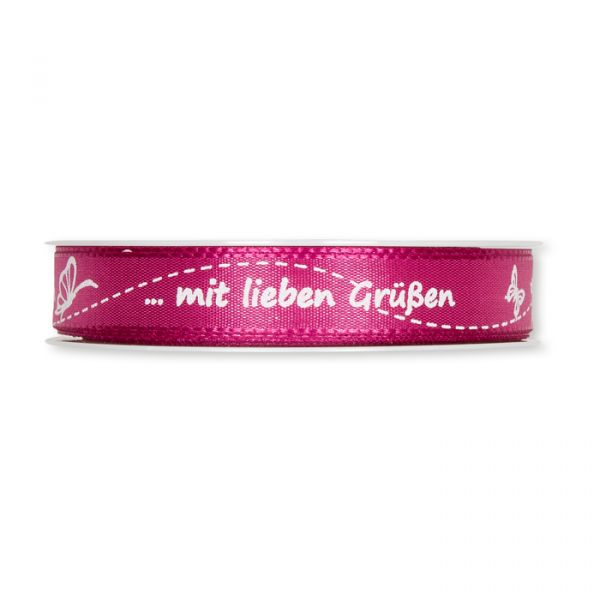 Druckband "... mit lieben Grüßen" 571 pink/white Hauptbild Detail