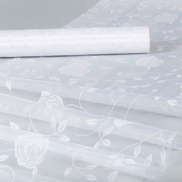 Organza Flockdruck "Rosenranke" 5951 white Hauptbild Listing