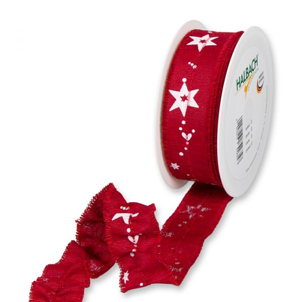 Druckband "Sterne"  / Schlaufenkanten / raffbar durch eingewebte Kordel 609 red/white Hauptbild Listing